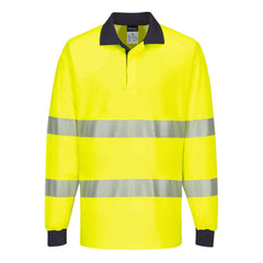 Portwest Mens Long Sleeve PW3 Hi-Vis Polo Shirt  Reflective Safety Workwear T186