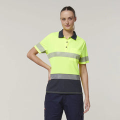 Hard Yakka Womens Short Sleeve HI Vis Reflective Taped Polo Y08602