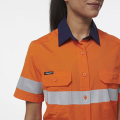 KingGee Womens Workcool Vented Reflective Short Sleeve Shirt K44229