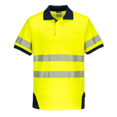 Portwest PW3 Hi-Vis Polo Shirt S/S Breathable 2 Tone Reflective Work Safety T182
