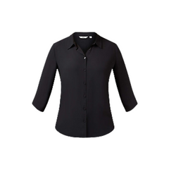 NNT Womens Soft Georgette 3/4S PLT Detail Blouse Classic Button Collar CAT9RL