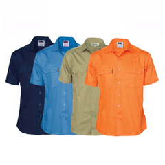 DNC Workwear Mens Cotton Drill Safety Shirt Short Sleeve Comfortable  3201