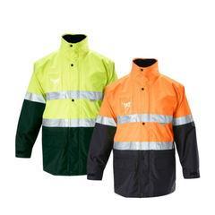 Mens Hard Yakka Foundations Hi-Vis Six 6 Way Jacket Reflective Tape Work Y06556