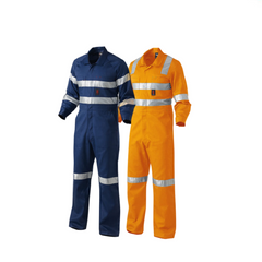 KingGee Mens Lightweight Cotton Drill Overalls Hi-Vis Taped Safety Work K51305