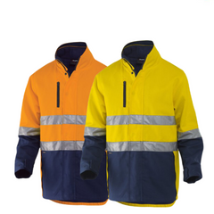 KingGee Mens Reflective 3 in 1 Cotton Jacket Work Lined Safe Quilted Vest K55400