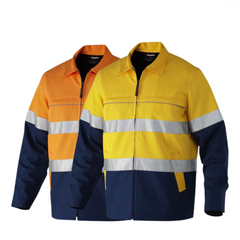 KingGee Mens Reflective Spliced Drill Jacket Cotton Flannel Work Safety K55905