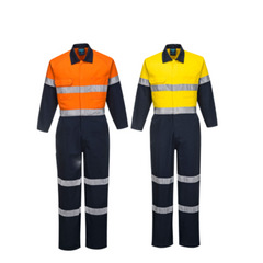 Portwest Mens Regular Weight Coverall Taped Reflective Overalls Cotton MA931