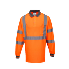 Portwest X Back L/S Polo Breathable Orange Reflective Tape Safety Work MP713