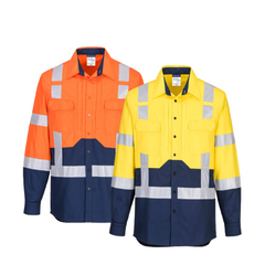 Portwest Hi-Vis Stretch Long Sleeve Shirt Reflective Tape Work Safety MS103