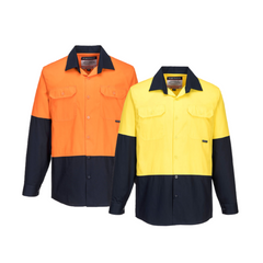 Portwest Hi-Vis Two Tone Lightweight Long Sleeve Shirt Reflective Safety MS801