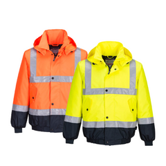 Portwest Hi-Vis Flying Jacket 2 Tone Waterproof Reflective Safety Work MJ204