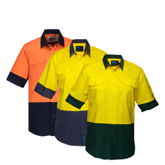 Portwest Hi-Vis Two Tone Lightweight Short Sleeve Shirt Reflective Safety MS802