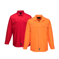 Portwest Hi-Vis Lightweight Long Sleeve Shirt Collared Button Comfy Shirt MS301