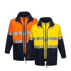 Portwest Hume 100% Cotton 4-in-1 Jacket 2 Tone Reflective Work Safety MJ777