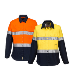 Portwest Ladies 2 Tone Regular Weight Long Sleeve Shirt with Tape ML108