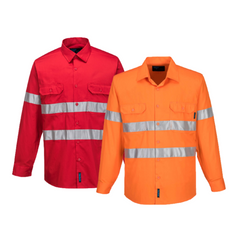 Portwest Hi-Vis Lightweight Long Sleeve Shirt with Tape Reflective Safety MA301