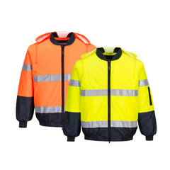 Portwest Hi-Vis Bomber Jacket with Tape 2 Tone Reflective Work Safety MJ504