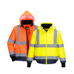 Portwest Hi-Vis Essential 2-in-1 Bomber Jacket with tape Reflective Safety MJ464
