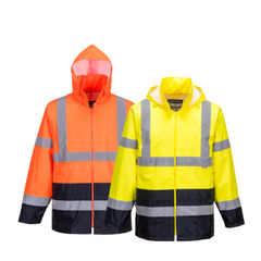 Portwest Mens Hi-Vis Classic Contrast Rain Jacket Reflective Work Safety H443