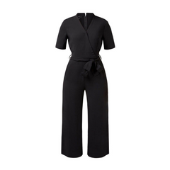 NNT Womens Short Sleeve Formal Jumpsuit Invisible Button Pleats Waist Tie CAT3RT