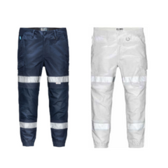 Elwood Mens Reflective Cuffed Work Pants Taped Pant Stretch Canvas Cargo EWD107