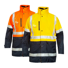 Hard Yakka Mens HiVis 4 in 1 Taped Jacket Reversible Jacket All Season Y06057