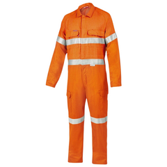 Mens Hard Yakka Protect Hi-Vis Safety Orange Tecgen Coverall Lightweight Y00100