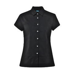 NNT Womens Stretch Cotton Blend Cap Sleeve Shirt Classic Fit Black Shirt CATU2V