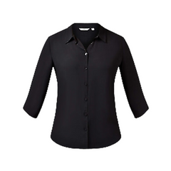 NNT Womens Soft Georgette 3/4S PLT Detail Blouse Classic Button Collar CAT9RL